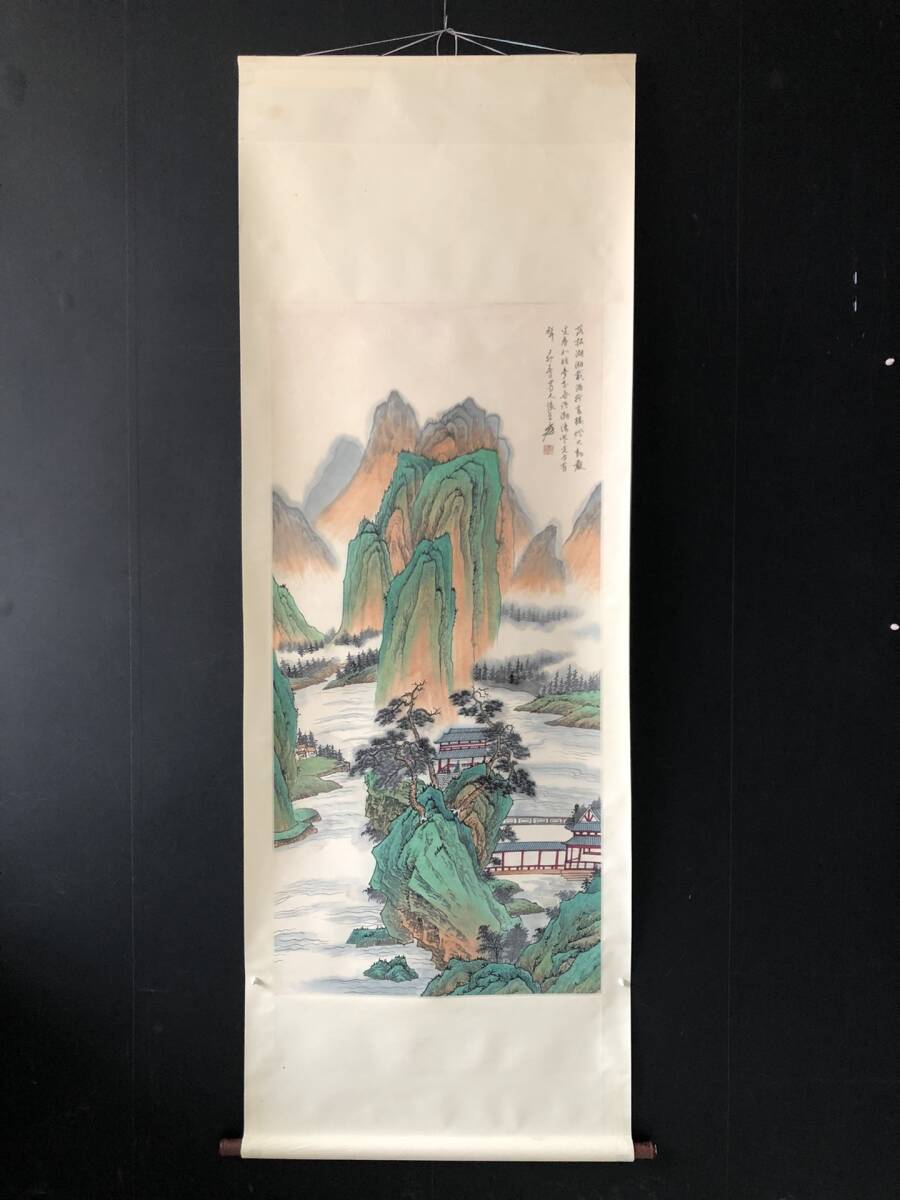 秘藏 近現代 張大千 中國畫家 手描き 山水畫 古美味 古美術 GP0407, 美術品, 絵画, その他