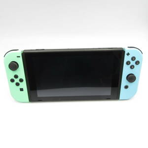 T9768☆任天堂 Nintendo Switch スイッチ あつまれどうぶつの森 デザイン 新型 バッテリー強化型 動作確認後初期化済【Ver.17.0.1】中古品