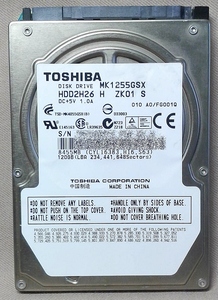 東芝 120GB SATA接続HDD MK1255GSX 送料180円 中古 使用時間約9103時間 ハードディスク TOSHIBA