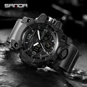 メンズ腕時計 アナログ デジタル ウォッチ 新品未使用 SANDA アナデジ デジアナ 防水50M ミリタリー ダイバーズ