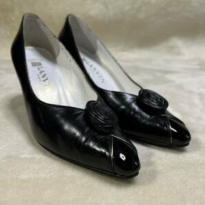 【試し履き程度】日本製 '高級感/LANVIN PARISランバン 本革 ミドルヒール / パンプス 24〜24.5cm 5レディース 婦人靴 フォーマルシューズの画像2
