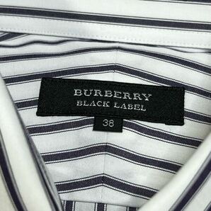 【新品タグ付】バーバリー ブラックレーベル BUBERRY BLAKE LABEL ストライプ ホース刺繍 長袖ドレスシャツ 38(M程)ホワイト 送料410円の画像4