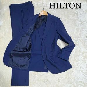 HILTON ヒルトン ネイビーシャドーストライプ スーツ セットアップ 背抜き 袖本切羽 胸囲92胴井78身長175 YA6 (Lサイズ 程)の画像1