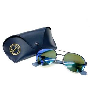 R♪ Ray-Ban レイバン ハイストリート サングラス RB3536-006/55 55□18 フルリム ボストン ブルーミラーコート ケース付きの画像1