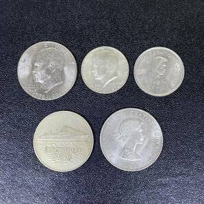 ♪ アンティークコイン 外国コイン 5点セット 総重量約97g リバティコイン 5フラン銀貨 エリザベス チャーチル 他 貨幣 古銭 コレクションの画像2