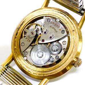 ♪【稼動品】ROYAL ORIENT 19石 ANTISHOCK ロイヤル オリエント アンチショック 手巻き ヴィンテージ 腕時計 ラウンド メンズ ゴールドの画像2
