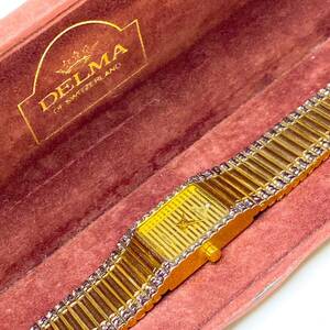 ♪ DELMA Les Supremes 18K GOLD 刻印あり デルマ 578 001 腕時計 クォーツ ゴールド 元箱付き スクエア メンズ スイス製