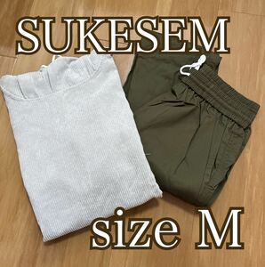 SUKESEM 半袖パーカーシャツ ロングパンツセット ゆったり メンズM 夏