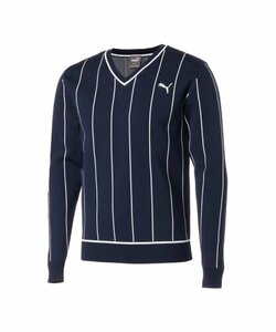 送料無料◆新品◆PUMA GOLF ストライプ Vネック セーター◆(XL)◆930316-01◆プーマ ゴルフ