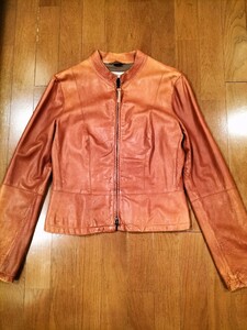  Armani leather jacket woman size 40 soft original leather Rider's blouson regular goods 