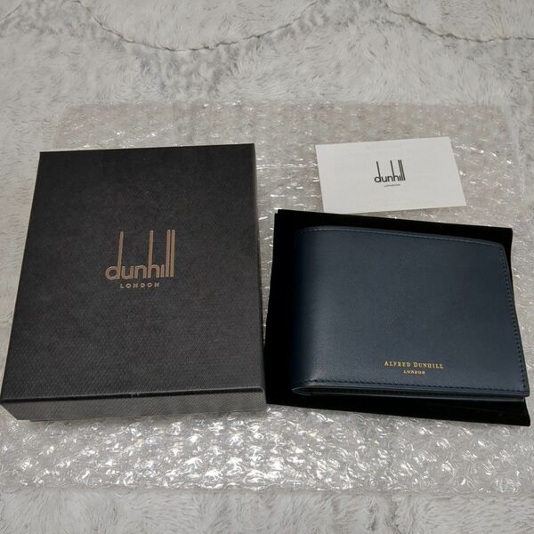 dunhill ダンヒル 二つ折り財布 レザー 財布 ネイビー