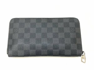 Louis Vuitton ルイヴィトン ジッピー・オーガナイザー ダミエ N63077 ラウンドファスナー ブラック 2つ折り 長財布 F04-19