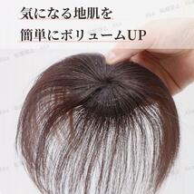 ヘアピース 茶色 ブラック 部分 ウィッグ 頭頂部 薄毛 円形脱毛症 つむじ 生え際 人毛100％ 白髪隠し 円形 自然 ダブルクリップ ワンタッチ_画像2