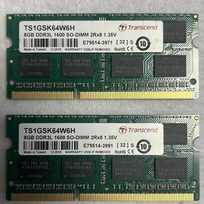 Transcend TS1GSK64W6H DDR3L-1600 PC3-12800 8GB 2枚 16GB PCメモリの画像1