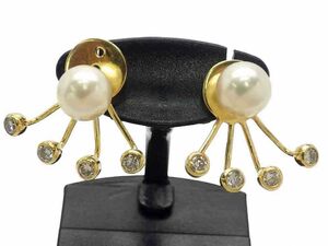 アコヤパール ダイヤモンドピアス K18 5.2g　Jewelry Akoya-Pearl 7.2mm Dia0.2ct Earring