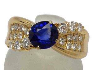 スリランカ産サファイア ダイヤモンドリング K18 5.1g 10.5号 GIA鑑別書付き　Jewelry Sri Lanka Sapphire0.92ct Dia0.43ct Ring