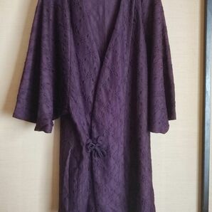 着物　レース羽織り　透け感　濃い紫