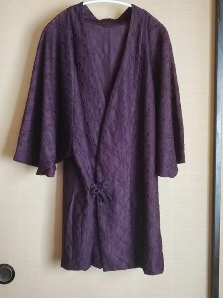 着物　レース羽織り　透け感　濃い紫