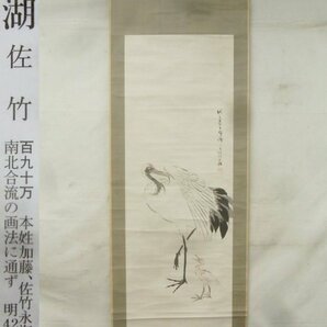 E3195 佐竹永湖 親子鶴図 肉筆紙本 掛軸の画像1
