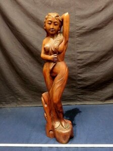L4854 TATIMAH BALI バリ 木製 彫刻 木彫 女性像 美術