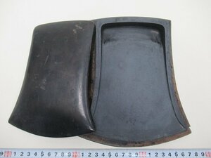 D1412 石製 風字硯 木製台 蓋 唐硯 書道具 1.2kg