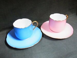 A4755 Ookura Touen JB seal cup & saucer 2 color 2 customer porcelain made 