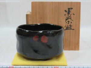 P2394 谷川春陽 常滑焼 黒茶碗 抹茶碗 茶道具 共箱