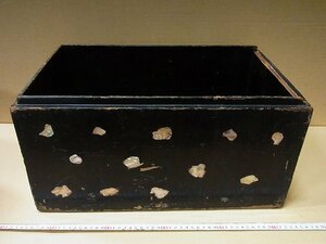 A4913 old box morning . mother-of-pearl black paint box cover none old tool 