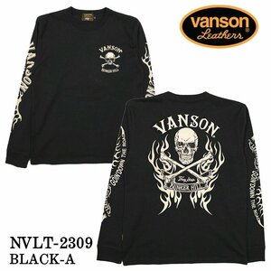 【送料無料】VANSON バンソン 天竺長袖Tシャツ　NVLT-2309－ブラック-AーLサイズ