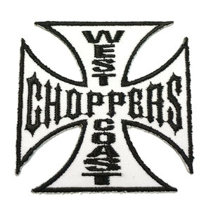 【刺繍パッチ】WEST COAST CHOPPERS ブラック／ホワイト バイカー ワッペン ウエストコーストチョッパーズ