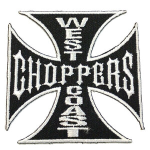 【刺繍パッチ】WEST COAST CHOPPERS ホワイト／ブラック バイカー ワッペン ウエストコーストチョッパーズ