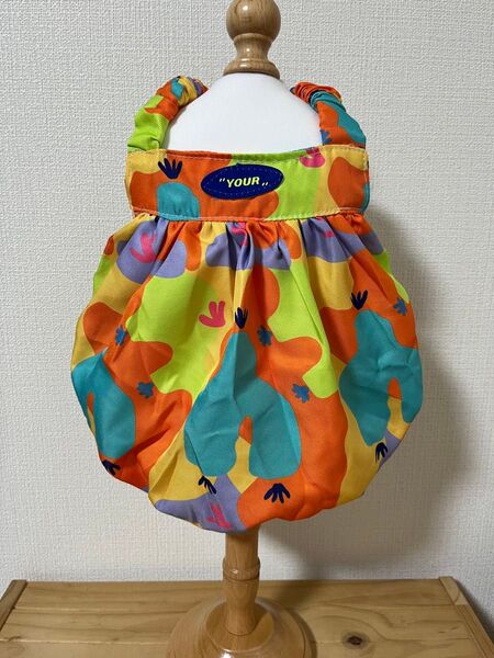 ①点のみ出品 犬猫 夏服トロピカルバブルワンピ M
