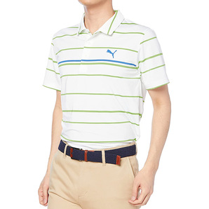 新品 プーマ ゴルフ 半袖 ボーダー ポロシャツ XLサイズ 535141-05 ストレッチ メンズ ゴルフウェア ゴルフシャツ PUMA GOLFの画像1