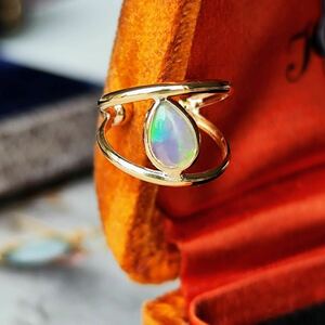 [ earcuff ] natural opal 18 gold new goods unused goods 