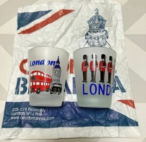 未使用 2点 ロンドン ショットグラス 限定 非売品 お土産 希少 小物 グラス インテリア おちょこ ガラスコップ