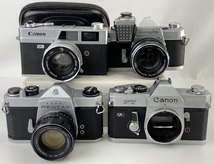 【1円出品】K2496 フィルムカメラ 4点 Canon キャノン キヤノン FT QL QL17 ペンタックス SL ミノルタ SR-1 一眼レフ レンジ 現状品_画像1