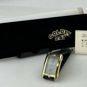 【未使用・非売品】F0526 GOLDEN BAT ゴールデンバット 腕時計 クォーツ メンズ時計 ゴールド ブラックベルト コレクション 現状不動品の画像2