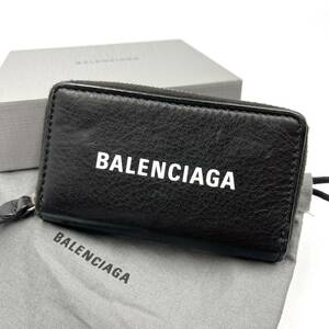 【0746】BALENCIAGA バレンシアガ EVERYDAY エブリデイ コインケース カード 小銭 名刺 ラウンドファスナー ブラック 黒 メンズ レディース