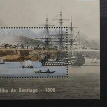 J461 カ－ボヴェルデ切手「1993年ブラジル世界切手展出品『1806年頃のサンティアゴ島プライア(首都)港の情景小型シート』」1993年　未使用_画像4