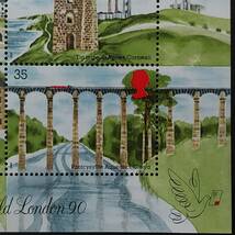 J154 イギリス切手「産業革命の遺産4種(鉄橋、錫工場、紡績工場、水道橋)切手小型シート」1989年発行　未使用_画像5