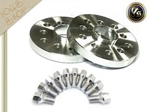 Volkswagen ボーラ 99～06 5穴 PCD100 ホイール スペーサー ハブ無し 2枚 8mm ラグ ロング ボルトset メッキ 10本 13R/17HEX_画像2