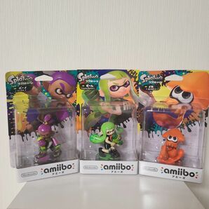 【未開封】amiibo ガールライムグリーン　ボーイパープル　イカオレンジ　(スプラトゥーンシリーズ)