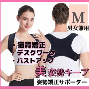 姿勢矯正 サポーター ベルト 猫背 サポーター 男女兼用 大人用 【M】