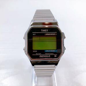 193【中古】TIMEX タイメックス CR2016 CELL クラシックデジタル INDIGLO シルバーカラー クォーツ メンズ腕時計 動作未確認 現状品の画像2