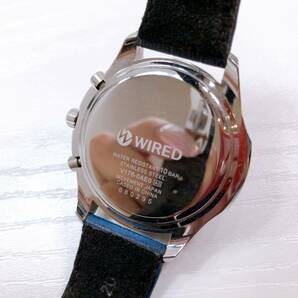 112【中古】SEIKO WIRED セイコー ワイアード SOLA V176-0AE0 クロノグラフ デイト メンズ腕時計 文字盤ブルー 動作未確認 箱付き 現状品の画像9
