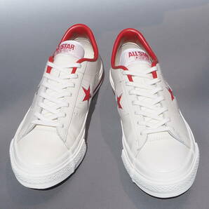 超美品 US 8 / 26,5cm 日本製 限定 converse ワンスター J 白ｘ赤 レザー MADE IN JAPANの画像3