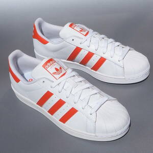 デッド!! US 9・27cm 新品 限定カラー 18年 adidas スーパースター 白ｘオレンジ 天然皮革 レザー SUPERSTAR