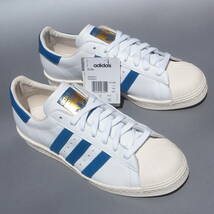 デッド!! 新品 12年製 US 8/ 26cm adidas SUPERSTAR 80s スーパースター 80s 白x青 天然皮革レザー_画像1