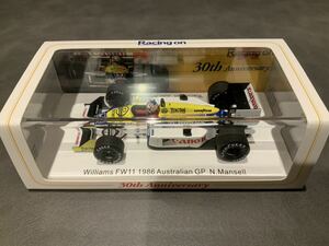 レーシングオン特注 スパーク Spark 1/43 FS08 ウイリアムズ・ホンダ FW11 1986オーストラリアGP ナイジェル・マンセル 限定800個