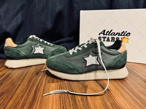 4538】新品4.4万【Atlantic Stars / アトランティックスターズ　42　高級ハンドメイドイタリアスニーカー　カーキグリーン】